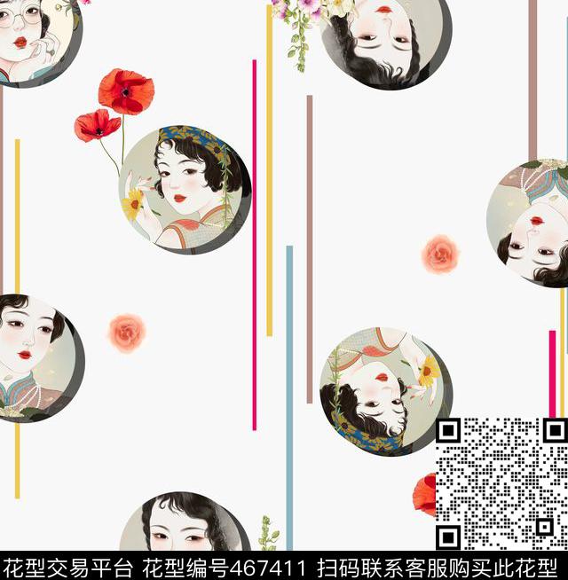 复古花卉上海名媛数码印花华亿平台下载（图片编号: 467411） - 瓦栏（Walan）