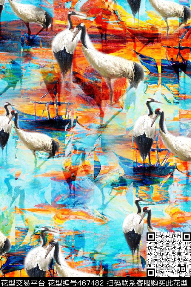 动物潮流大牌油画风景数码印花华亿平台下载（图片编号: 467482） - 瓦栏（Walan）
