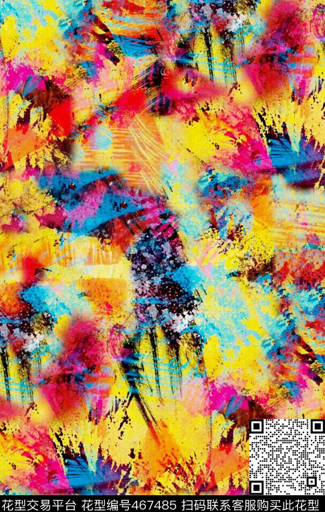 笔刷水彩泳装数码印花华亿平台下载（图片编号: 467485） - 瓦栏（Walan）