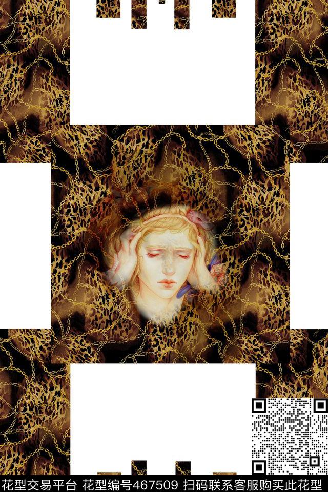豹纹美女几何拼图数码印花华亿平台下载（图片编号: 467509） - 瓦栏（Walan）