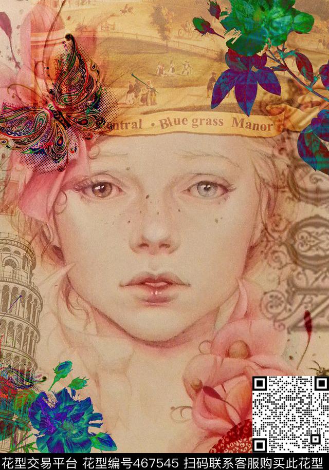 复古建筑T恤女士数码印花华亿平台下载（图片编号: 467545） - 瓦栏（Walan）