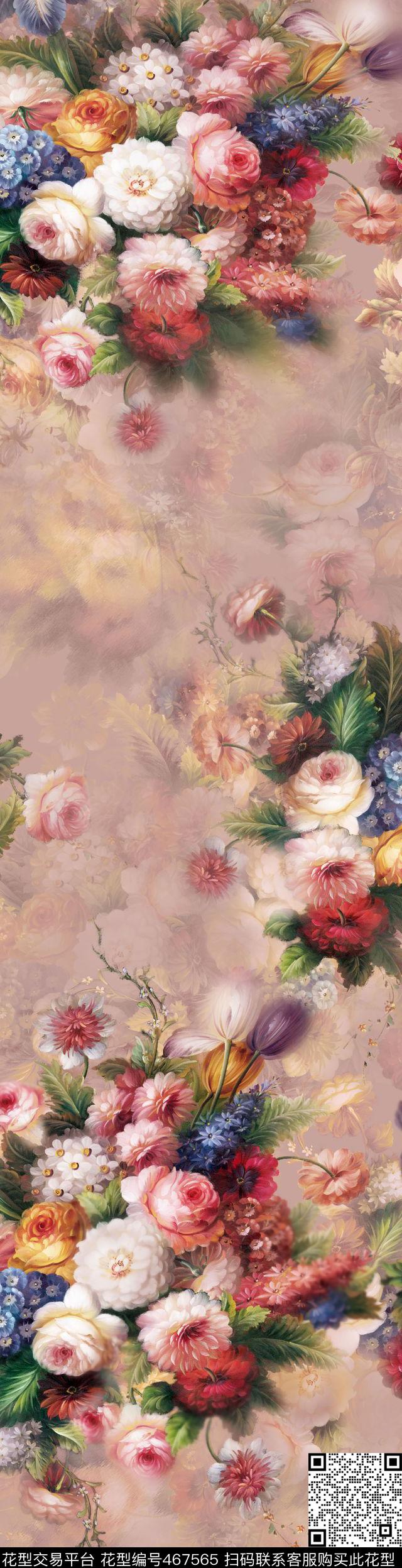 时尚花卉叶子数码印花华亿平台下载（图片编号: 467565） - 瓦栏（Walan）