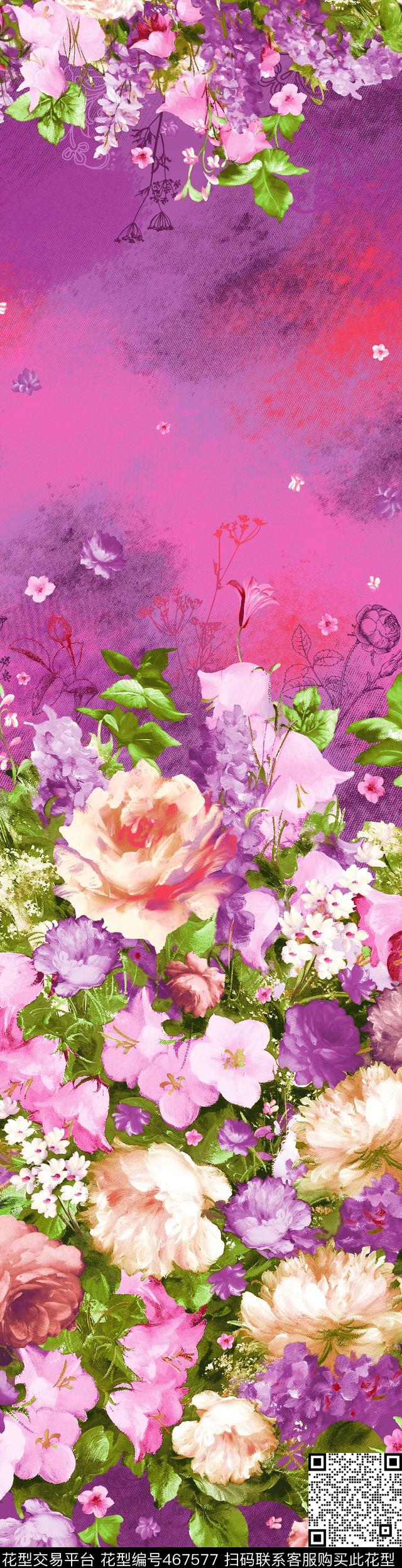 时尚花卉抽象数码印花华亿平台下载（图片编号: 467577） - 瓦栏（Walan）