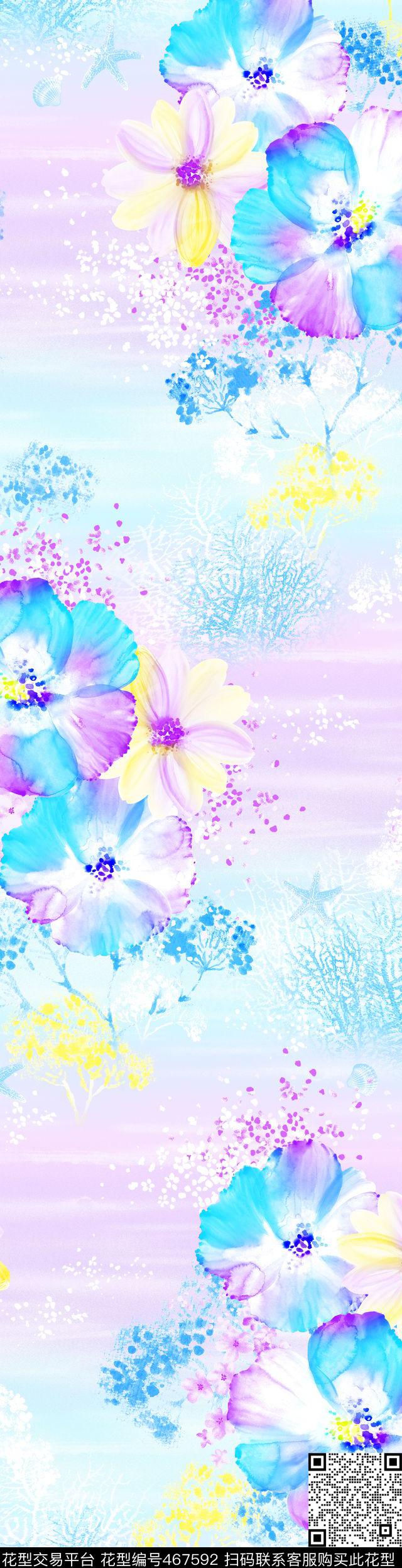 时尚花卉抽象数码印花华亿平台下载（图片编号: 467592） - 瓦栏（Walan）