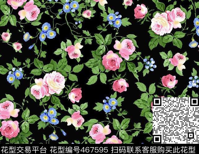 传统印花花卉叶子花卉传统印花华亿平台下载（图片编号: 467595） - 瓦栏（Walan）