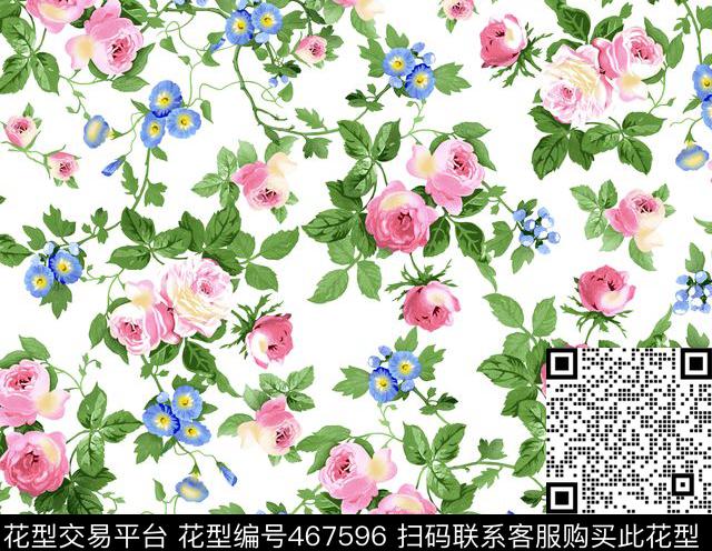 传统印花花卉叶子花卉传统印花华亿平台下载（图片编号: 467596） - 瓦栏（Walan）