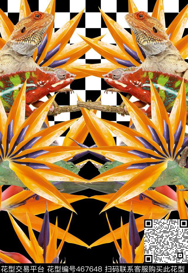 变色龙定位动物数码印花华亿平台下载（图片编号: 467648） - 瓦栏（Walan）