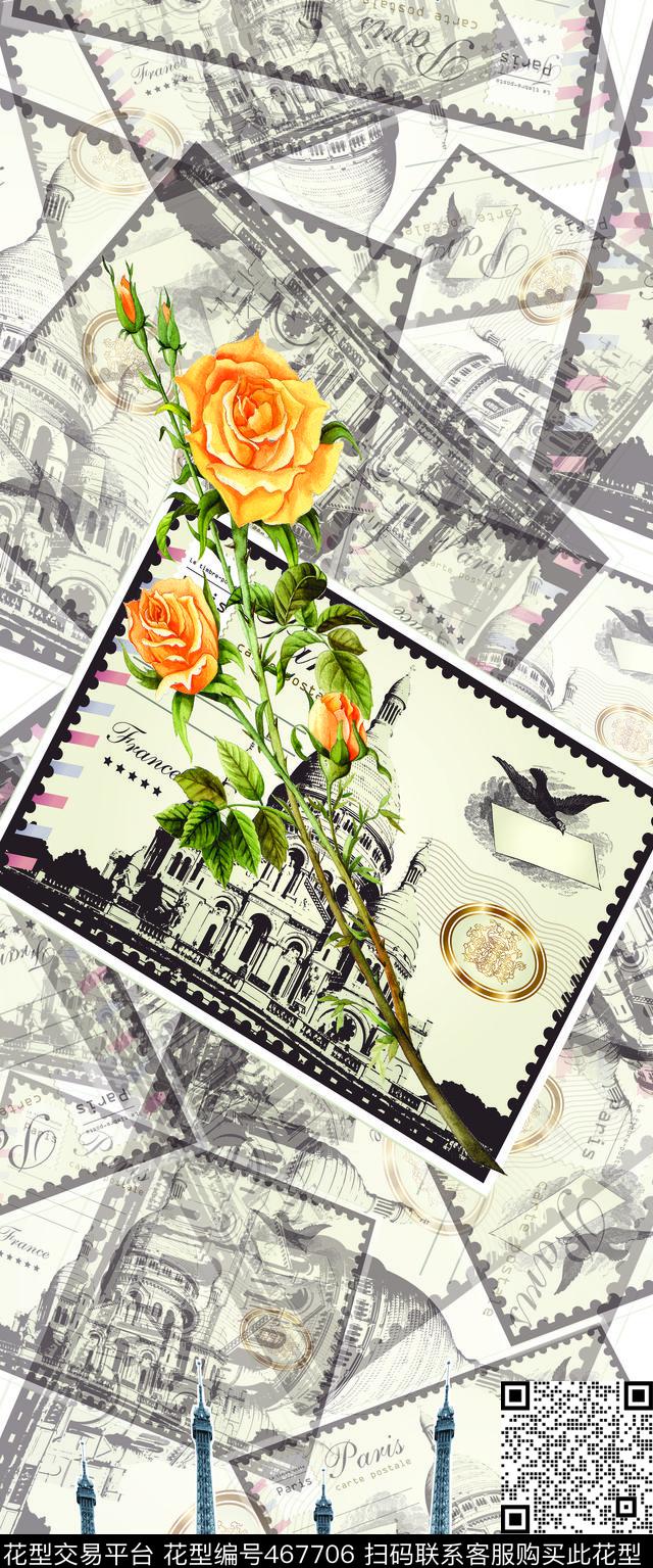 服装复古玫瑰花数码印花华亿平台下载（图片编号: 467706） - 瓦栏（Walan）