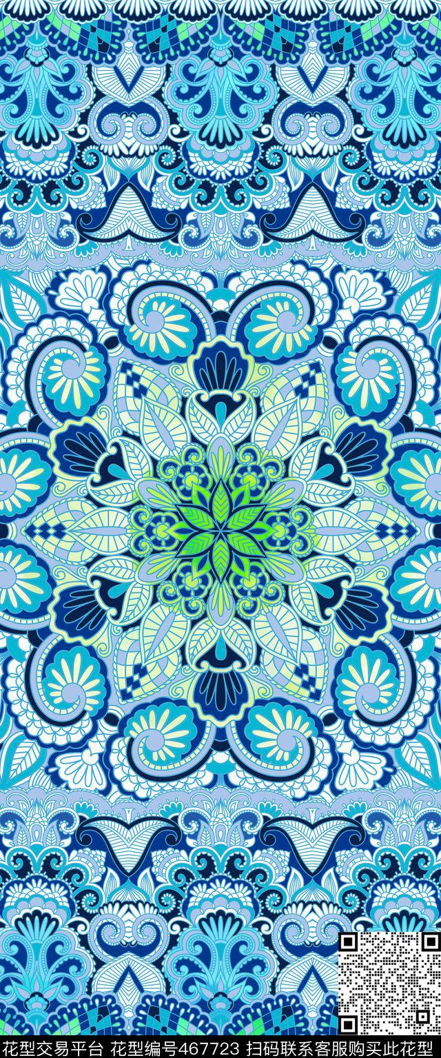 民族风欧式青花瓷欧式复古花纹传统印花华亿平台下载（图片编号: 467723） - 瓦栏（Walan）