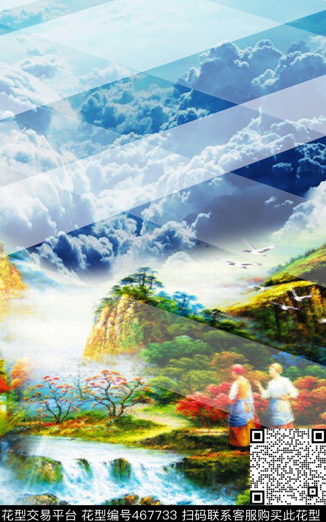 MAX-抽象自然风景欧式手绘油画田园童话屋定位印花数码印花华亿平台下载（图片编号: 467733） - 瓦栏（Walan）