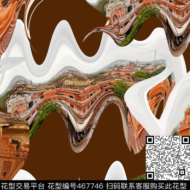 抽象风景复古数码印花华亿平台下载（图片编号: 467746） - 瓦栏（Walan）