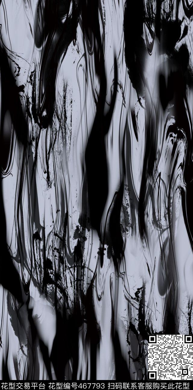 黑白水墨中国风数码印花华亿平台下载（图片编号: 467793） - 瓦栏（Walan）