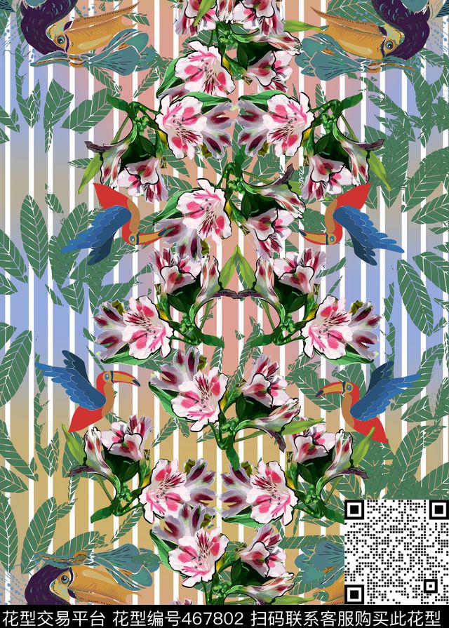 热带风情花卉丛林数码印花华亿平台下载（图片编号: 467802） - 瓦栏（Walan）