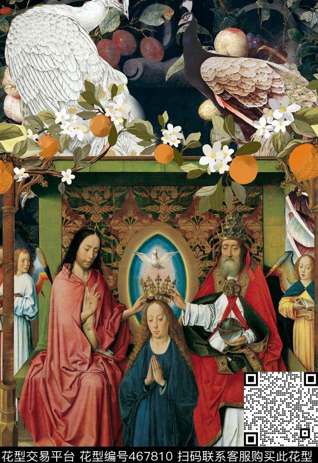 秋冬人物圣母玛利亚数码印花华亿平台下载（图片编号: 467810） - 瓦栏（Walan）