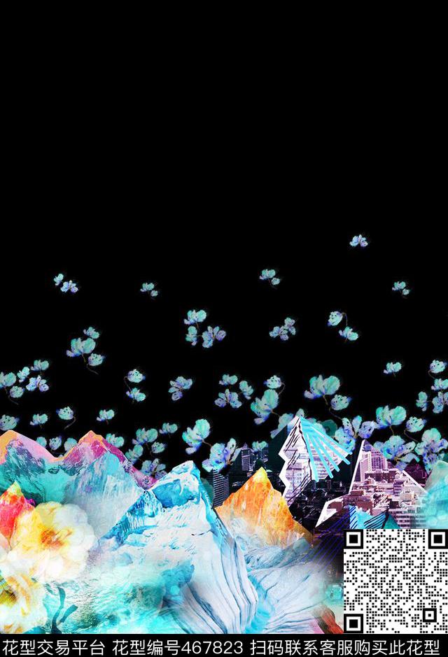 冰雪山峰冰山图案数码印花华亿平台下载（图片编号: 467823） - 瓦栏（Walan）