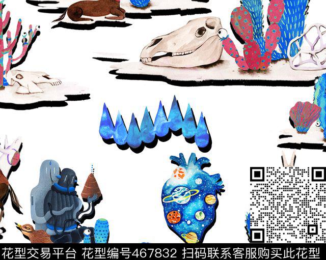 趣味仙人掌沙漠风数码印花华亿平台下载（图片编号: 467832） - 瓦栏（Walan）