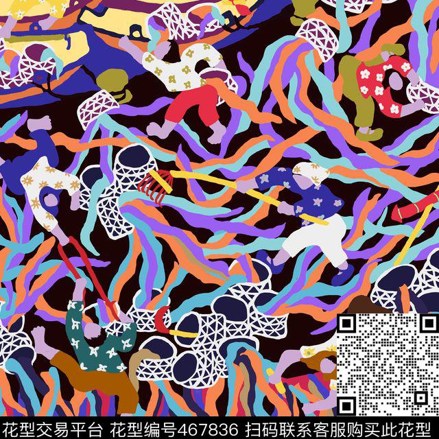 民俗风色彩丰富数码印花华亿平台下载（图片编号: 467836） - 瓦栏（Walan）