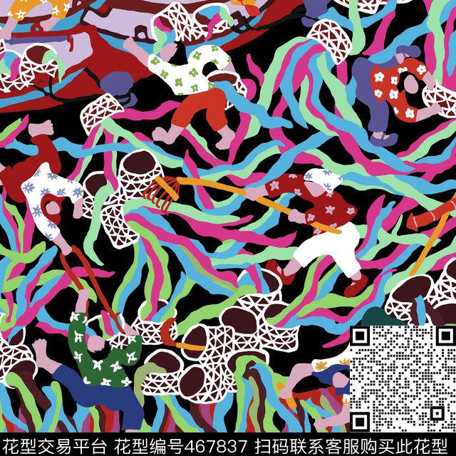 民俗风色彩丰富数码印花华亿平台下载（图片编号: 467837） - 瓦栏（Walan）