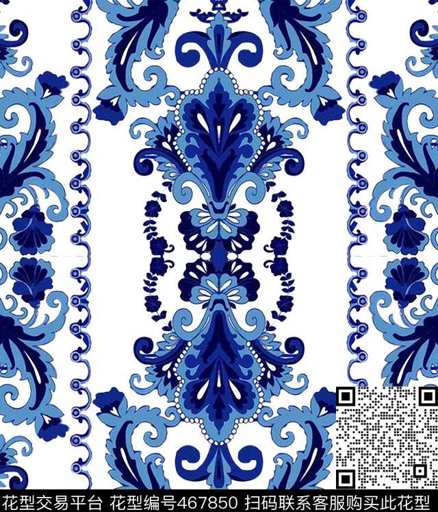欧式花纹巴洛克图案围巾图案数码印花华亿平台下载（图片编号: 467850） - 瓦栏（Walan）