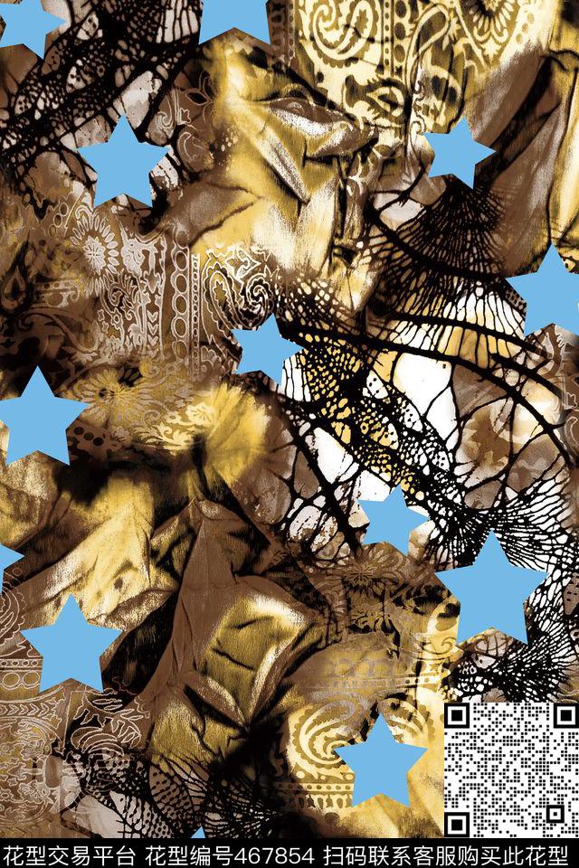 动物女装抽象底纹数码印花华亿平台下载（图片编号: 467854） - 瓦栏（Walan）