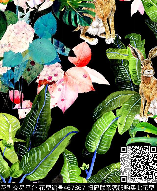 绿叶热带热带丛林数码印花华亿平台下载（图片编号: 467867） - 瓦栏（Walan）