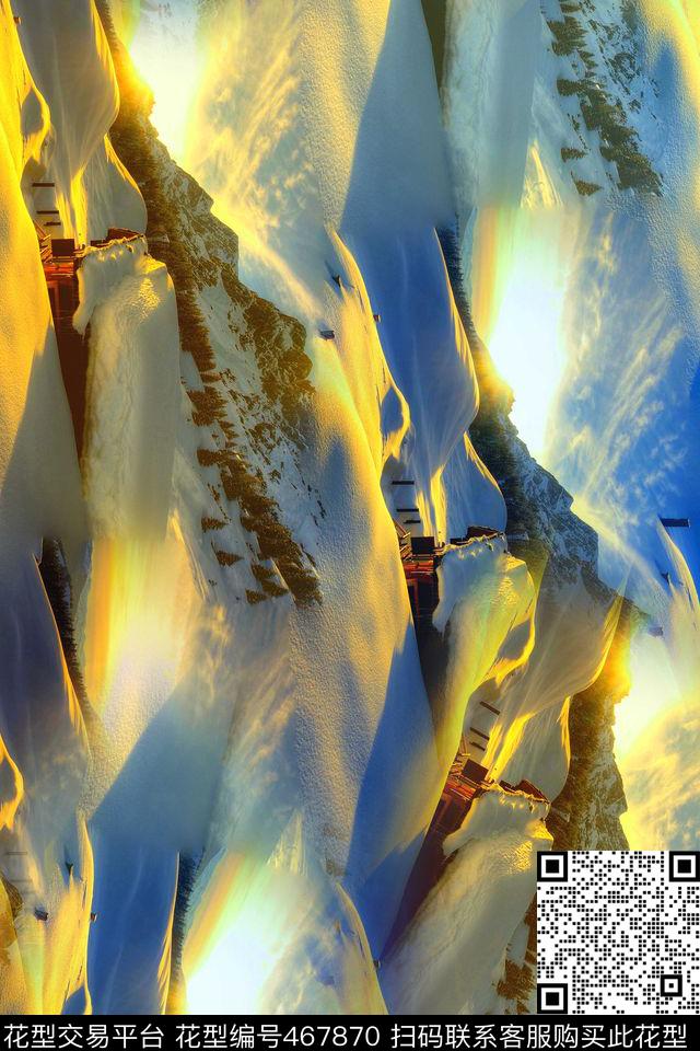 风景潮流大牌冰冻霜露数码印花华亿平台下载（图片编号: 467870） - 瓦栏（Walan）