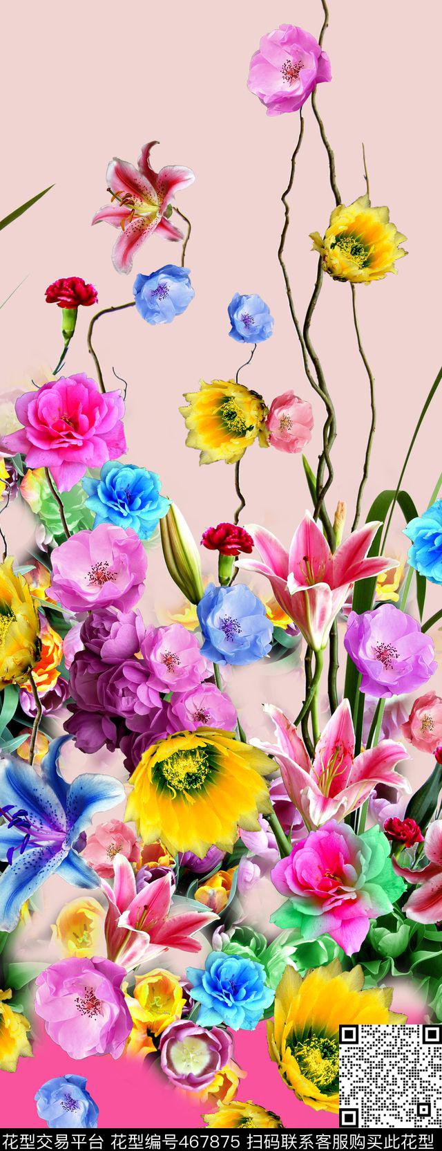 定位时尚花卉小清新女装定位数码印花华亿平台下载（图片编号: 467875） - 瓦栏（Walan）