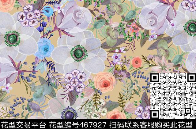 清新花卉数码印花华亿平台下载（图片编号: 467927） - 瓦栏（Walan）