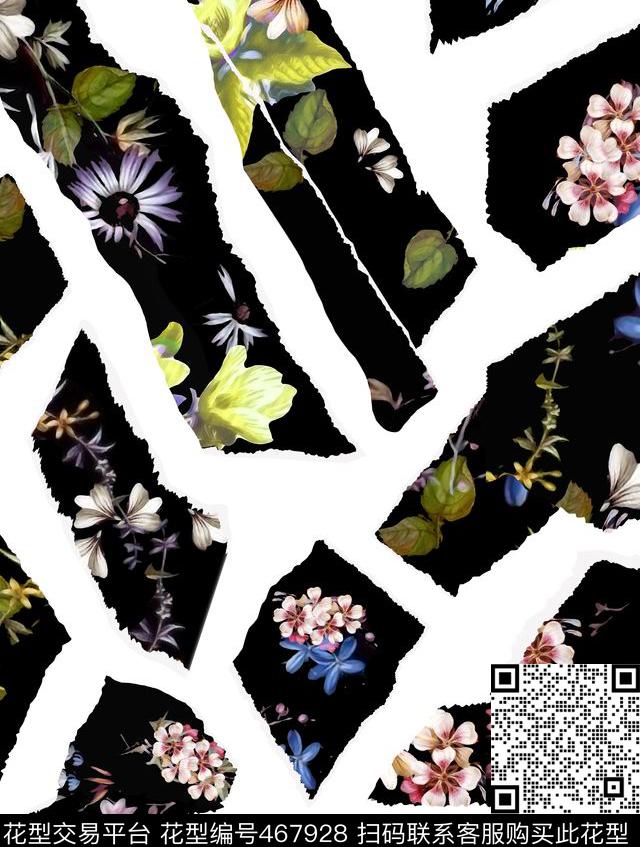 几何纸撕纸质感数码印花华亿平台下载（图片编号: 467928） - 瓦栏（Walan）