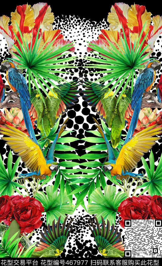 定位动物热带雨林数码印花华亿平台下载（图片编号: 467977） - 瓦栏（Walan）