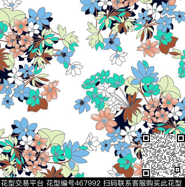 小清新抽象几何花卉女装数码印花华亿平台下载（图片编号: 467992） - 瓦栏（Walan）