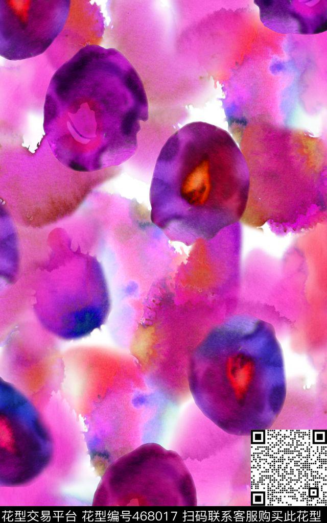 大牌时尚潮流抽象水彩大圆点女装数码印花华亿平台下载（图片编号: 468017） - 瓦栏（Walan）