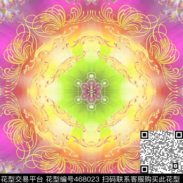 时尚方巾欧式纹样花卉数码印花华亿平台下载（图片编号: 468023） - 瓦栏（Walan）