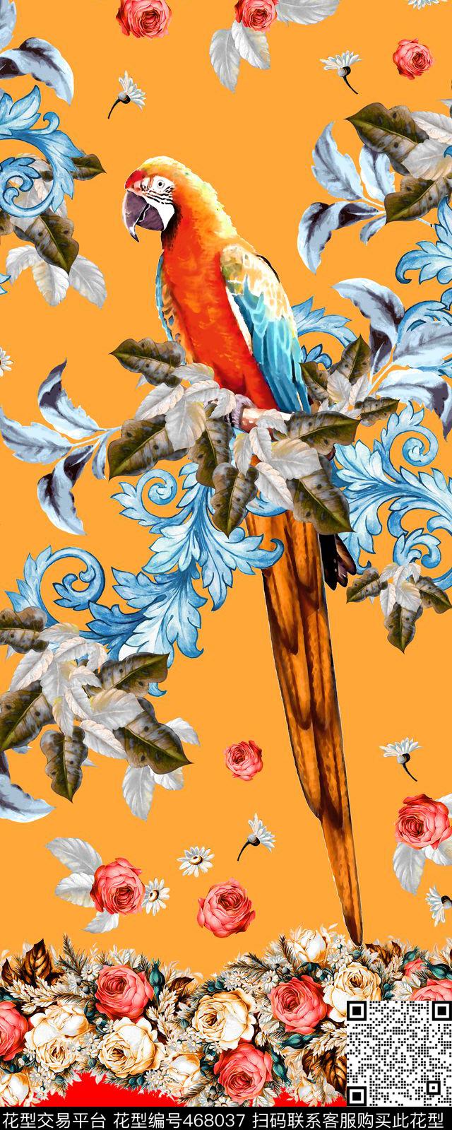 D&G杜嘉班纳鸟数码印花华亿平台下载（图片编号: 468037） - 瓦栏（Walan）