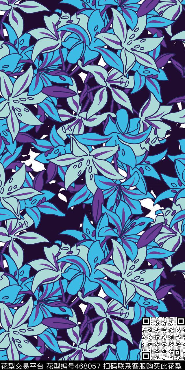 热带植物百合数码印花华亿平台下载（图片编号: 468057） - 瓦栏（Walan）