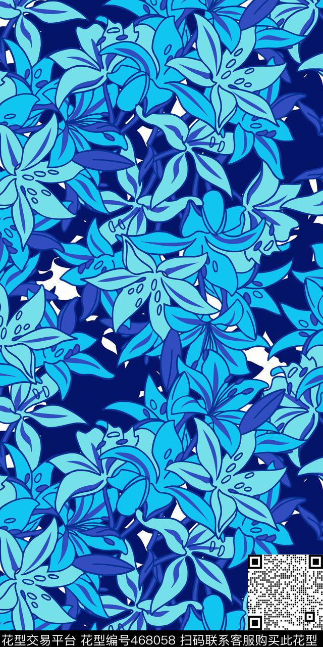 热带植物百合数码印花华亿平台下载（图片编号: 468058） - 瓦栏（Walan）