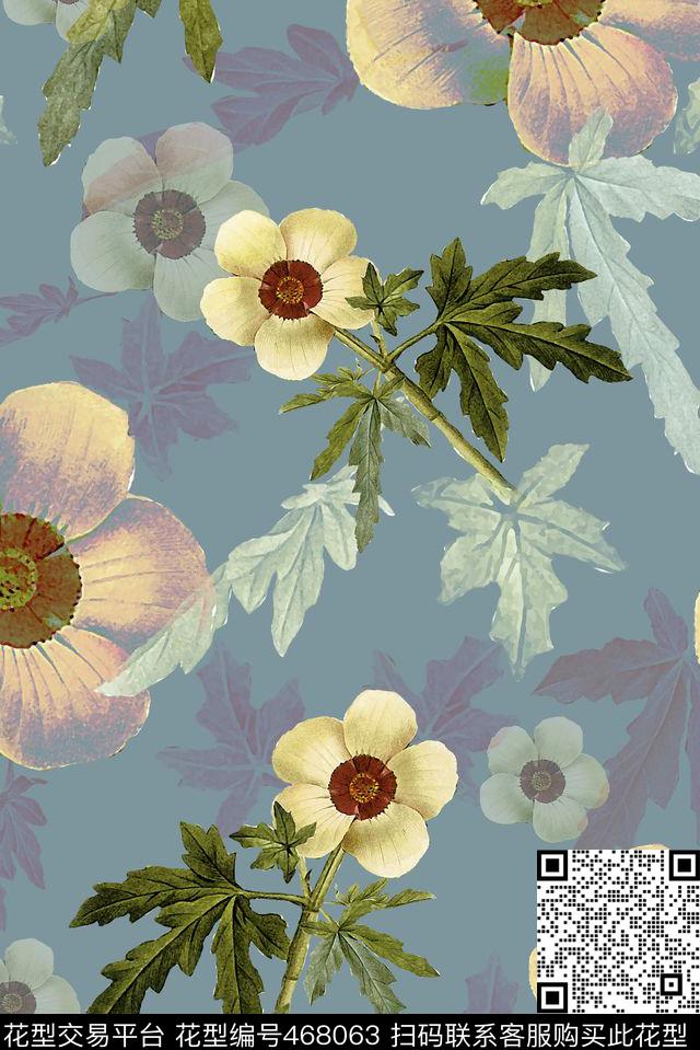 潮流花卉时尚数码印花华亿平台下载（图片编号: 468063） - 瓦栏（Walan）