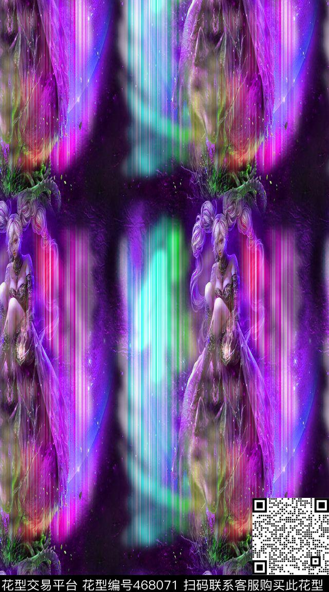 整齐格子游戏美女时尚数码印花华亿平台下载（图片编号: 468071） - 瓦栏（Walan）