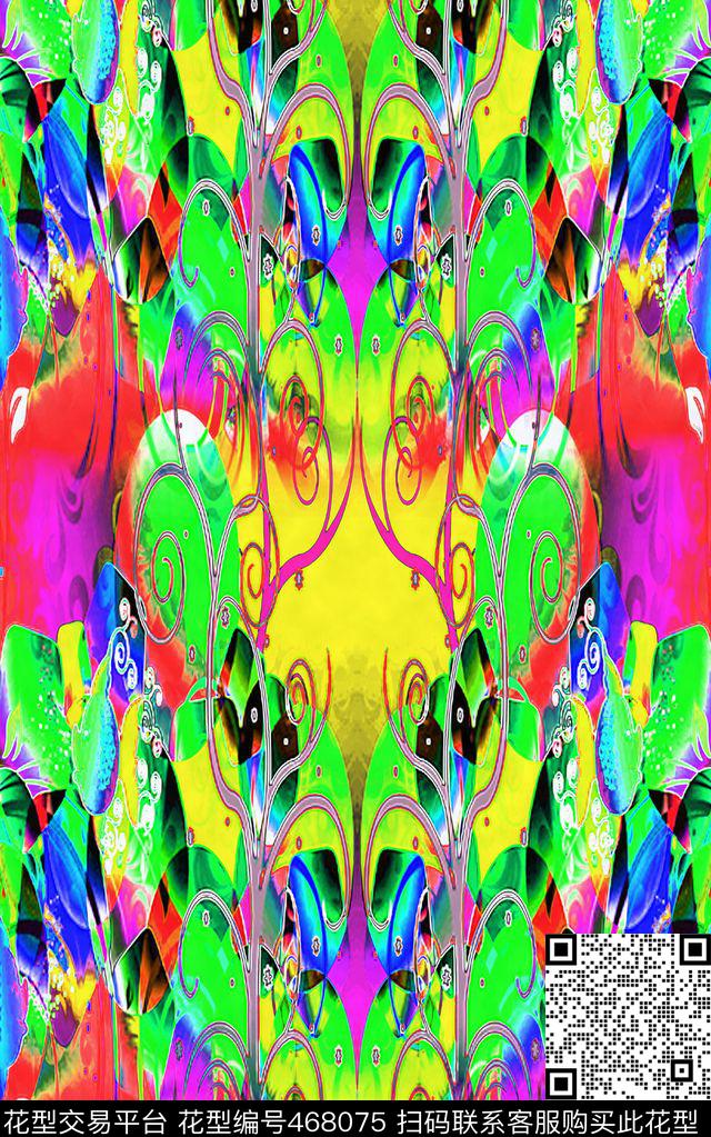 大牌色热带风情时尚数码印花华亿平台下载（图片编号: 468075） - 瓦栏（Walan）