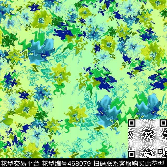 抽象扭曲花卉传统印花华亿平台下载（图片编号: 468079） - 瓦栏（Walan）