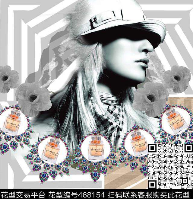 花卉珠宝抽象人物数码印花华亿平台下载（图片编号: 468154） - 瓦栏（Walan）