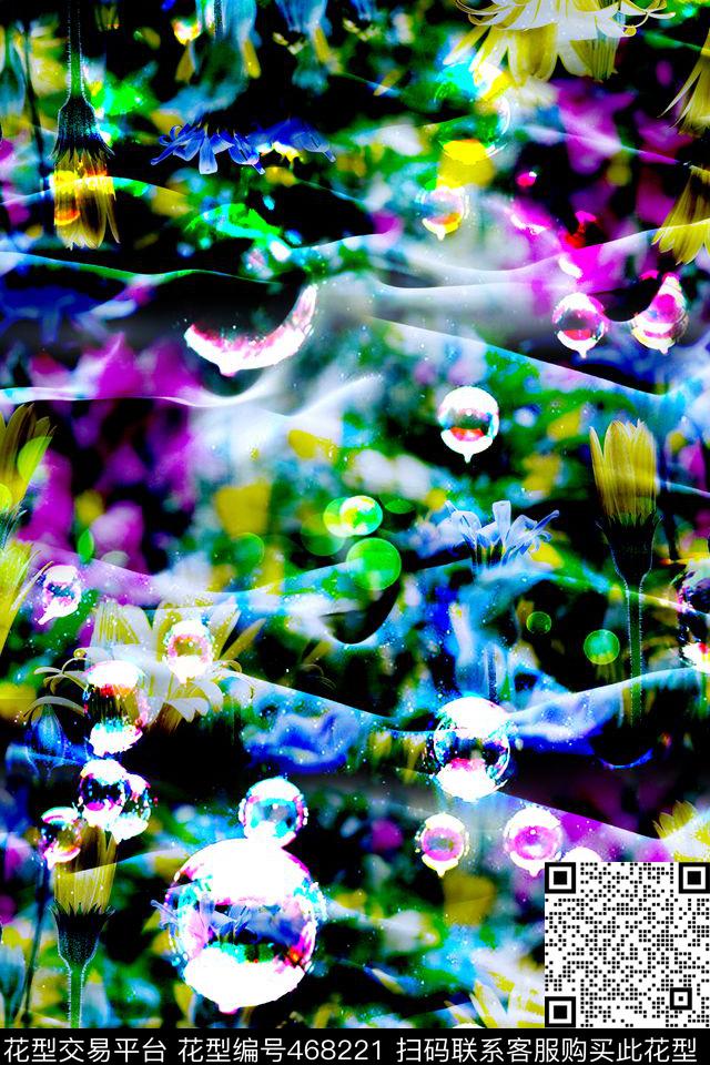 抽象花卉女士衬衫数码印花华亿平台下载（图片编号: 468221） - 瓦栏（Walan）