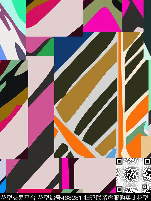 运动风几何图案色块数码印花华亿平台下载（图片编号: 468281） - 瓦栏（Walan）
