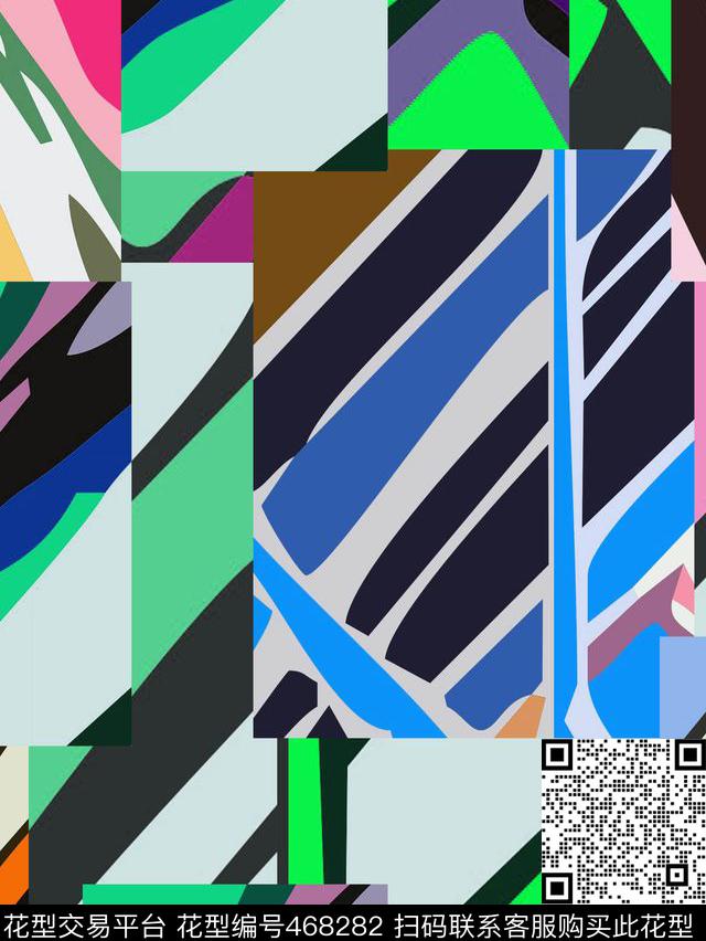 运动风几何图案色块数码印花华亿平台下载（图片编号: 468282） - 瓦栏（Walan）