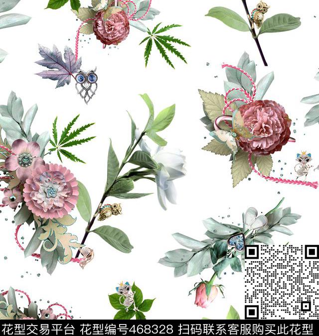 珠宝纸花花卉数码印花华亿平台下载（图片编号: 468328） - 瓦栏（Walan）