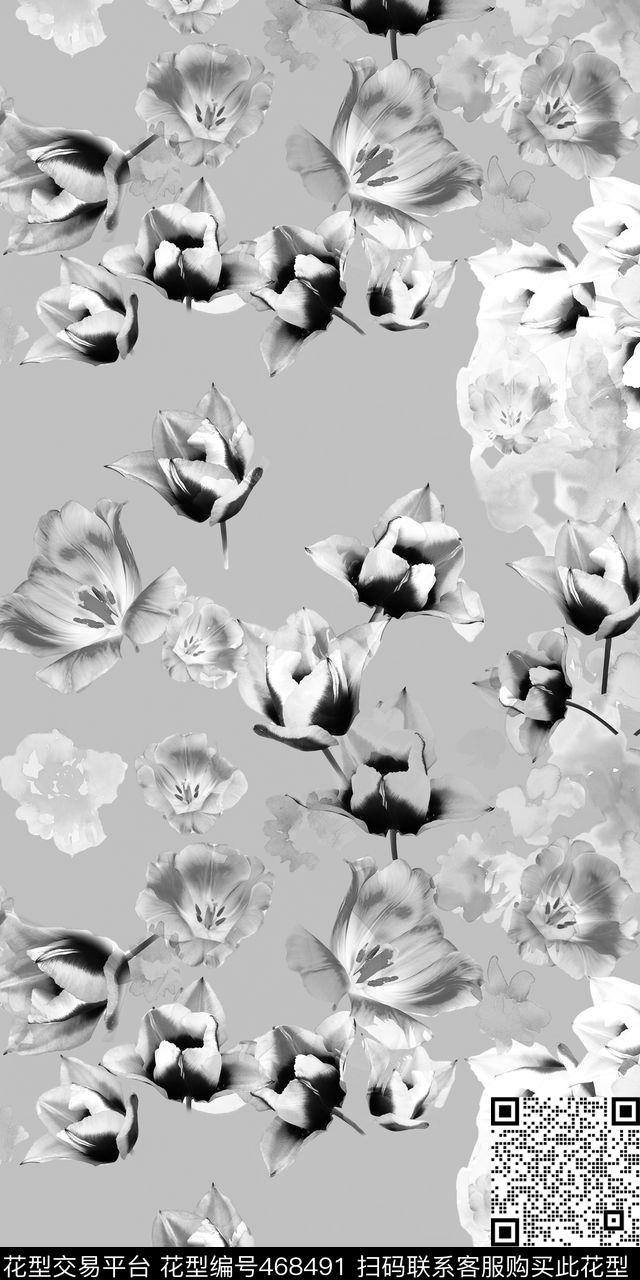 手绘彩绘水彩水彩花粉色数码印花华亿平台下载（图片编号: 468491） - 瓦栏（Walan）