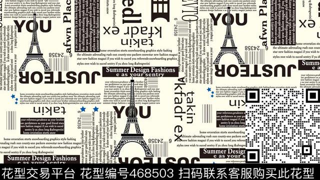欧美风格英文伦敦巴黎数码印花华亿平台下载（图片编号: 468503） - 瓦栏（Walan）