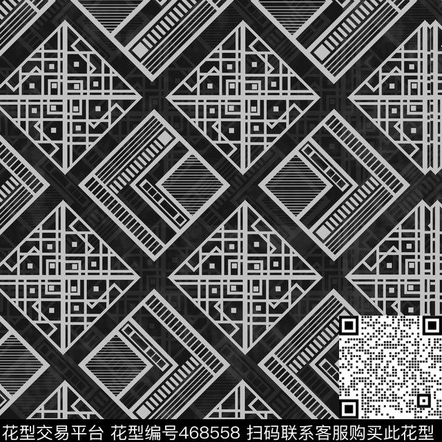复古抽象几何数码印花华亿平台下载（图片编号: 468558） - 瓦栏（Walan）