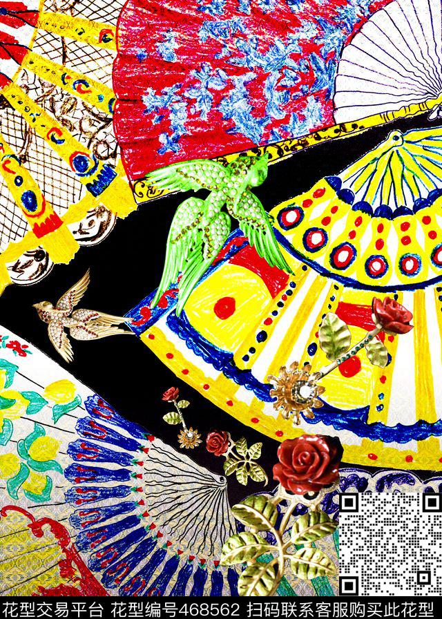 定位花珠宝扇子数码印花华亿平台下载（图片编号: 468562） - 瓦栏（Walan）