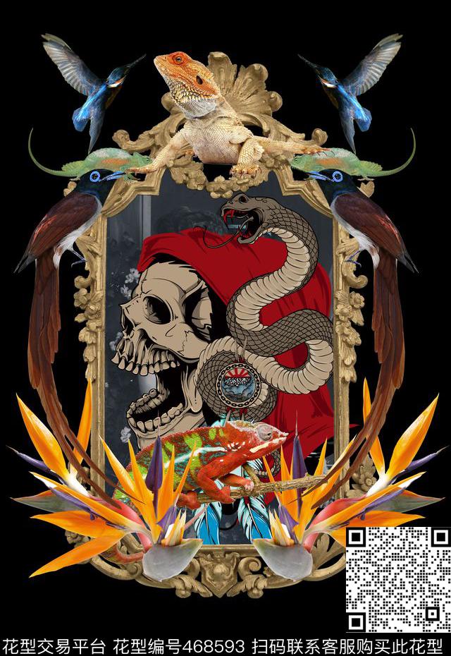 潮流时尚定位男装蜥蜴数码印花华亿平台下载（图片编号: 468593） - 瓦栏（Walan）